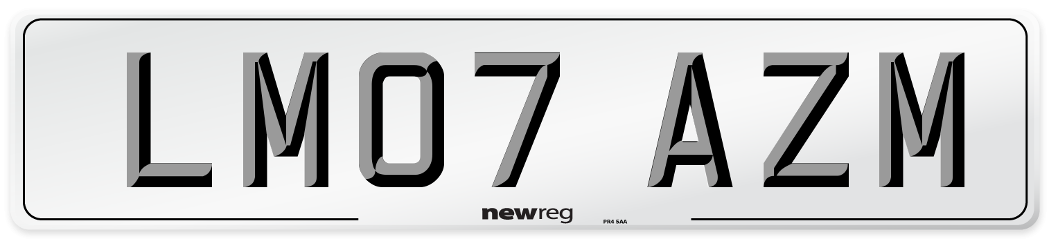 LM07 AZM Number Plate from New Reg